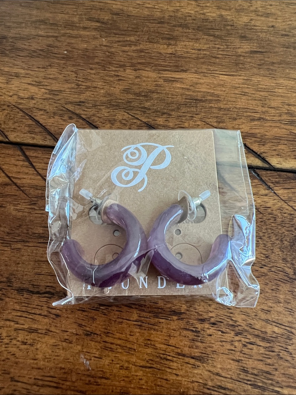 Plunder Lavender Semi-Translucent Hoop Stud Earrings